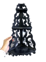 Antique Victorian Wood Fretwork Motif Corner  Shelf Wall Hanging Black P... - $93.01