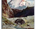 Stone Arch Bridge Alpine Landscape Painting by Splitgerber UNP UDB Postc... - $3.91