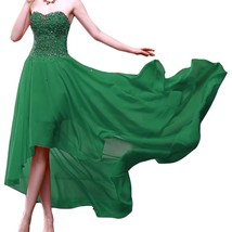 Kivary Beaded High Low Chiffon Formal Prom Dresses Evening Gowns Plus Size Green - £95.26 GBP