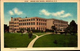 Senior High School, Greenville-South Carolina-Vintage Linen Postcard- bk50 - £3.16 GBP