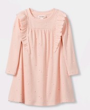 Toddler Girls 12M Floral Ruffle Ribbed Long Sleeve Dress - Cat & Jack Pink image 2