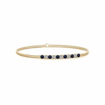 ANGARA Prong-Set Sapphire and Diamond Bar Bracelet in 14K Gold (A, Size-2.9) - £1,773.93 GBP