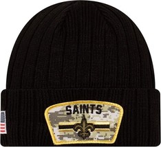 Mens New Era New Orleans Saints Salute to Service Knit Beanie - BLACK - OSFM - £19.22 GBP