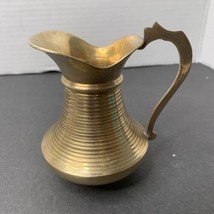 Vintage Brass Pitcher Swirl Spiral Design Made in India 4 inch High Stamped 654 - £5.58 GBP