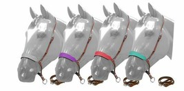 Western Saddle Horse Glitter Leather Nose Band + Tie Down Teal Red Purpl... - $25.92