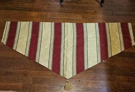 Waverly ascot Valance Red Green Stripes Antique Gold topper tassel Set O... - £76.55 GBP