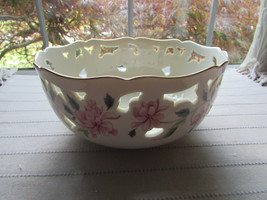 LENOX PIERCED BOWL BARRINGTON COLLECTION 8&quot; PINK FLORAL  - $441.00 MXN