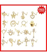 18Pcs Surgical Steel Nose Rings Set - L-Shape, Butterfly, Heart Designs - $499.76 MXN