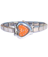 Orange Curvy Heart Italian Charm Watch Jewelry - 1990s 2000s Style - WW4... - $21.48 CAD