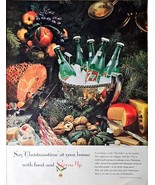 Seven up 7 up Christmas Ham Buffet Holiday Tree Drinks-1961 Vintage Prin... - $9.41