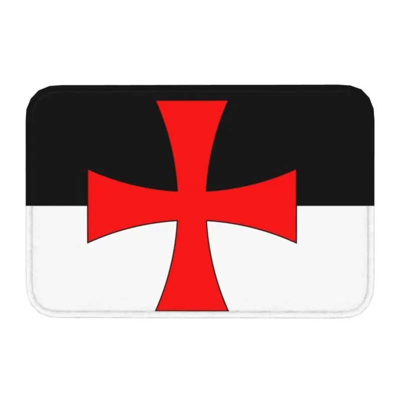 Knights Templar Flag Door Floor Mat Anti-Slip Medieval Warrior Cross Doormat Rug - $15.99