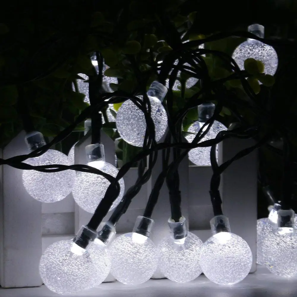 LED Solar String Light 20 LEDS Waterproof Bubble String Fairy Light Outdoor Gard - £61.83 GBP