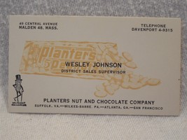 Vintage 1940&#39;s Planters Peanut Mr Peanut Business Card Wesley Johnson - £9.61 GBP