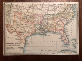 Vintage Color US THE SOUTH SOUTHERN STATES Print Plate 5.5&quot; x 8&quot; Unframed - $14.25