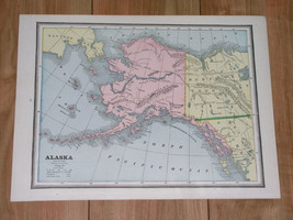 1886 Original Antique Map Of Alaska / Panhandle Aleutian Islands / Yukon Canada - £18.54 GBP