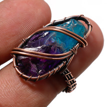 Multi Slice Rough Drusy Gemstone Fashion Copper Wire Wrap Ring Jewelry 7&quot; SA 283 - £3.98 GBP