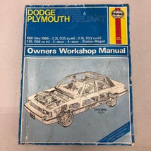 HAYNES REPAIR MANAL DODGE ARIES PLYMOUTH RELIANT 1981-19866 WORKSHOP MANUAL - $9.00