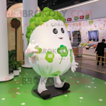 White Broccoli mascot costume character dressed with a Leggings and Clutch bags - £1,000.91 GBP