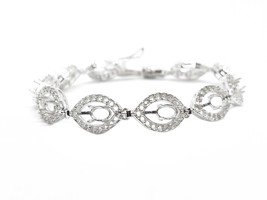 Argento 4x6 MM Ovale Design Bracciale 925 Semi Montatura Spazi Vuoti - $59.76+