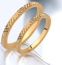 2mm Slim Wedding Bands Set, Matching Rings, Engrave Band Ring, 18K Gold Ring Set - $305.00