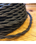 Cloth Covered Twisted Wire-Black/Grey Pattern, Vintage Style Cloth Lamp ... - £1.08 GBP
