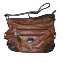 Stone &amp; Co Shoulder Bag Purse Faux Leather Brown Cognac Zip Pockets - £10.59 GBP