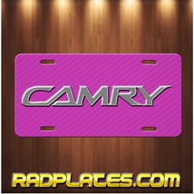 TOYOTA CAMRY Inspired Art on Silver and Pink Aluminum Vanity license plate Tag - £15.46 GBP