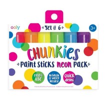 OOLY, Chunkies, Paint Sticks, Quick Drying, Set of 6 - Neon Set, Twistab... - $16.29