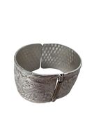 Vintage Wide Engraved Silver Tone Hinged Cuff Bracelet Bangle Statement ... - $889.99 MXN
