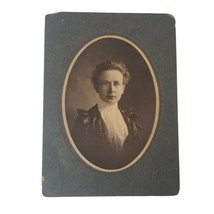 Antique Cabinet Card Found Photo Woman Glasses Teacher Victorian Edwardian Oval - £27.49 GBP
