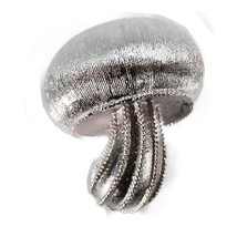 TRIFARI Vintage Mushroom Pin Brooch Silver Tone 1&quot; Textured Brushed Toad... - €20,68 EUR
