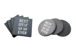 Funny Grandma Gifts Best Effin Maw Maw Ever Engraved Slate Coasters Set of 4 - £23.48 GBP