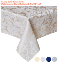 Tektrum 60&quot;X84&quot; Rectangular Damask Tablecloth-Waterproof/Stain Resistant (Beige) - £17.54 GBP