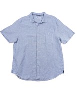 Tommy Bahama Men XL Button Up Shirt Blue Striped Tencel Linen Short Sleeve 26x33 - $19.00