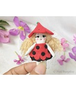 Petite Fairy Doll, Little Handmade Rag Doll, Ladybug Fairy Doll, Pocket ... - £23.60 GBP