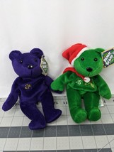 Salvinos Bammers Bear Plush 25 McGwire Lot of 2 Purple Christmas Green Stuffed - $10.95