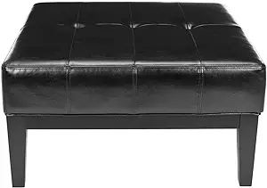 Safavieh Hudson Collection Bleecker Black Leather Cocktail Ottoman - $309.99