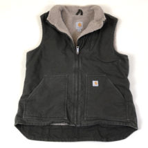 Carhartt WV001-383 Canvas Sherpa Lined Olive Green Vest Women&#39;s L (12/14) - $59.39