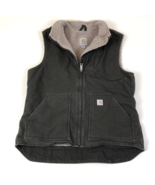 Carhartt WV001-383 Canvas Sherpa Lined Olive Green Vest Women&#39;s L (12/14) - $59.39