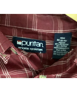Puritan Button Down Mens M Shirt Wrinkle Resistant Red White Plaid Long ... - €9,69 EUR