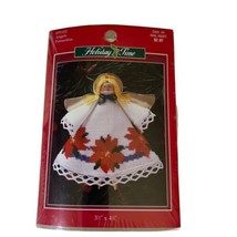 VTG Holiday Time Christmas Angels Poinsettias Cross Stitch Kit #351452 Ornament - £9.21 GBP
