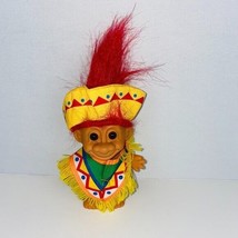Russ Troll Doll Mexican Sombrero Hat Poncho Fiesta Red Hair Brown Eyes - £15.22 GBP