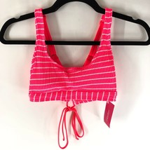 Xhilaration Womens Bikini Top Textured Tie Back Striped Pink White Size S - £7.66 GBP