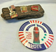 Vtg Coca-Cola Pin Lot Button Epoxy Vote Liberty World Cup Lady Liberty Can - £23.99 GBP