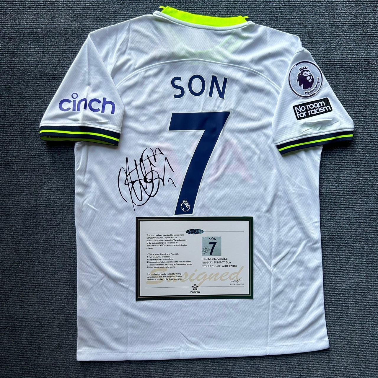 Son Heung-min SIGNED Tottenham Spurs HOME Signature Jersey + COA 22/23