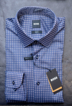 Fabriqué En Italie HUGO BOSS Hommes Hank Kent Slim Fit Stretch Coton Robe Shirt - £54.04 GBP