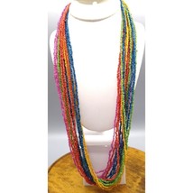 Vintage Rainbow Seed Bead Multi Strand Necklace, Long Colorful Torsade - £55.95 GBP