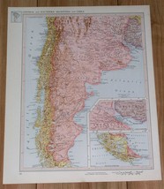 1951 Original Vintage Map Of Southern Argentina Chile Buenos Aires South America - £15.36 GBP