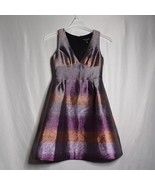 Laundry Women&#39;s Multi Color Metallic Sleeveless V-Neck Lined Flared Dres... - £31.38 GBP