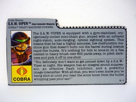 GI Joe Saw Viper File Card Vintage Action Figure Accessory Part 1990 - £5.85 GBP